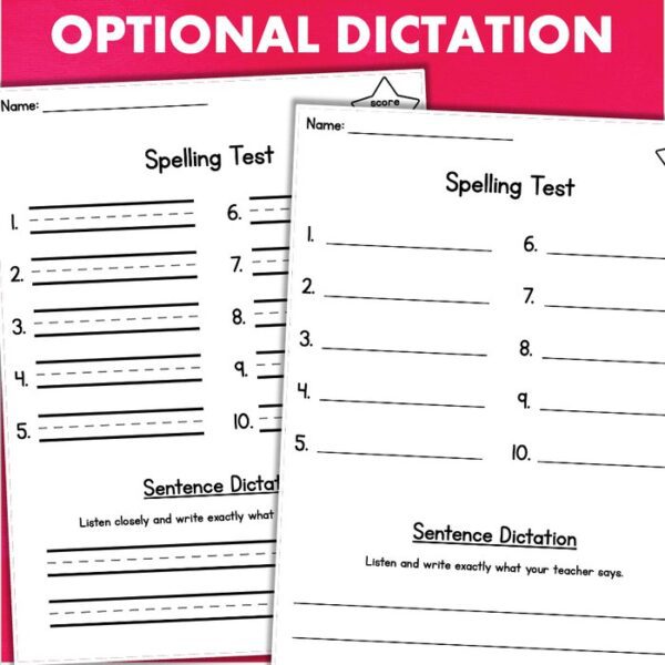 blank spelling test template